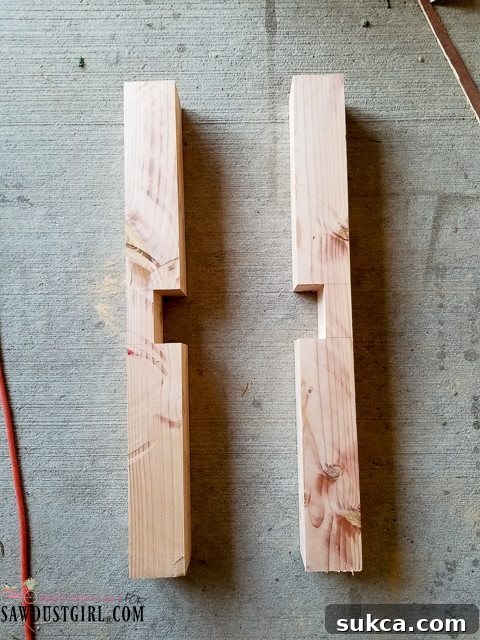 Separated Half-Lap Boards Individual half-lap joint boards separated