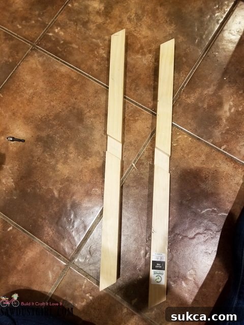 Ready for Angled X Finished angled half-lap joint pieces ready to form an X