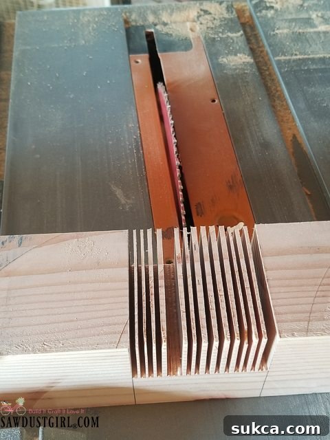 Half-Lap Joint in Progress Partially cut half-lap joint demonstrating material removal