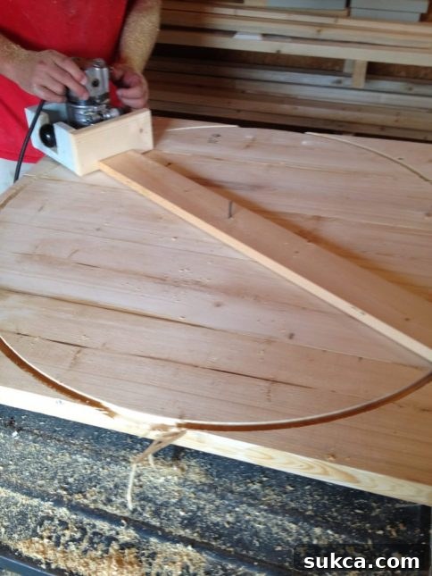 Router Circle Jig in Operation