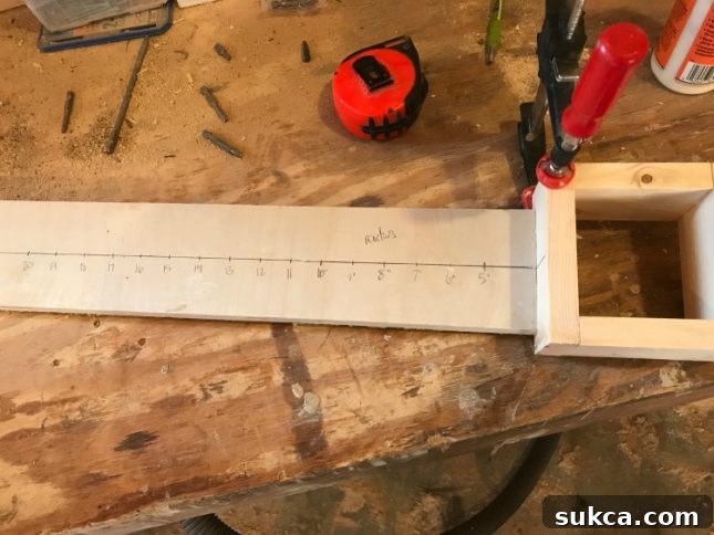 Marking the Jig Arm for Radius