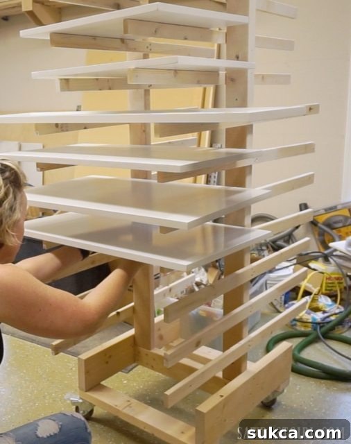 Painting plywood shelves with a smooth, professional finish