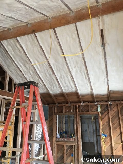 Spray foam insulation application Professional spray foam insulation application in Calderwood Cottage