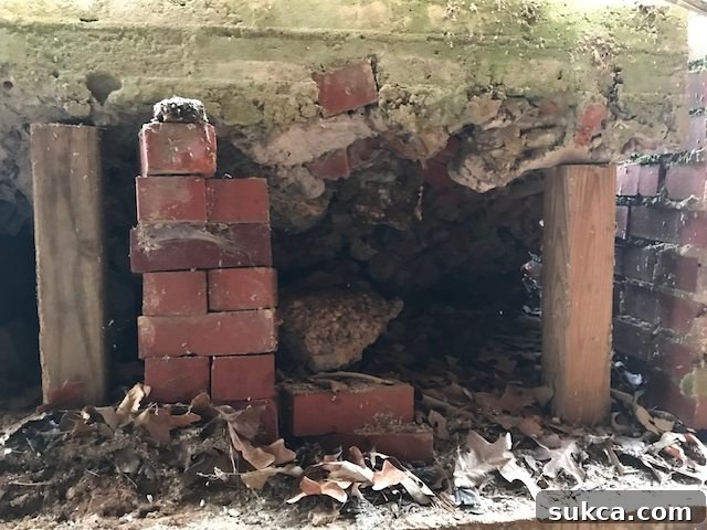 The exposed underside of the concrete steps, revealing the inadequate and precarious supports of 2x4s and loose bricks that rendered the structure unstable.