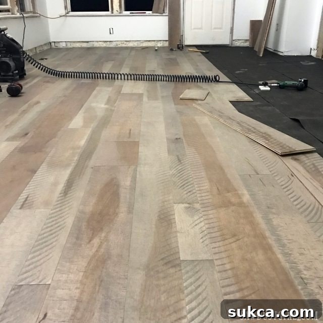 Close-up of engineered hardwood flooring showcasing natural grain