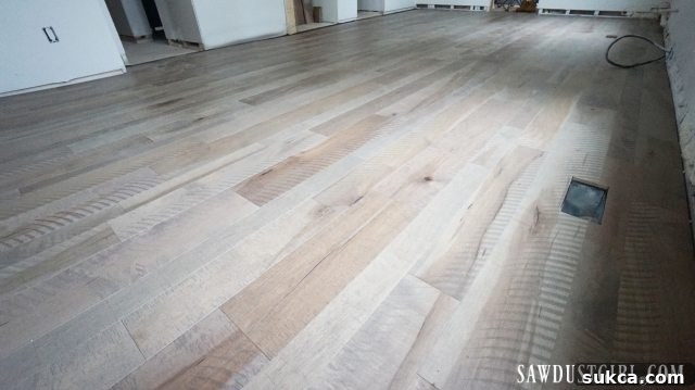 Armstrong Maple Engineered Hardwood in Gray Timber creating a cozy atmosphere