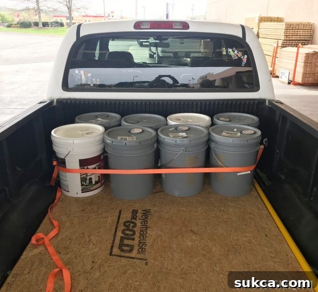 Gathering paint and supplies for the exterior renovation