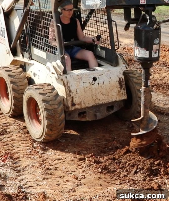 Efficient Foundation Hole Digging Digging Deck Footings with a Bobcat Auger