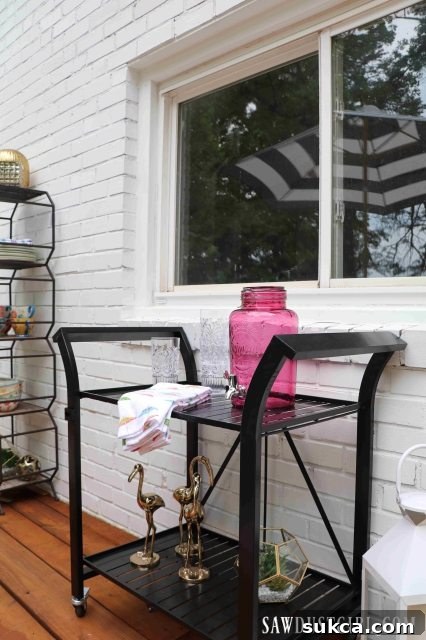 Stylish outdoor furniture on the spacious deck, highlighting a cozy seating area.