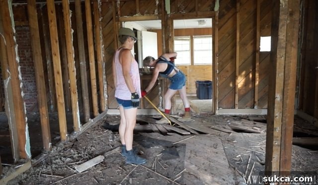 Interior demolition progress at Calderwood Cottage, showing raw structure