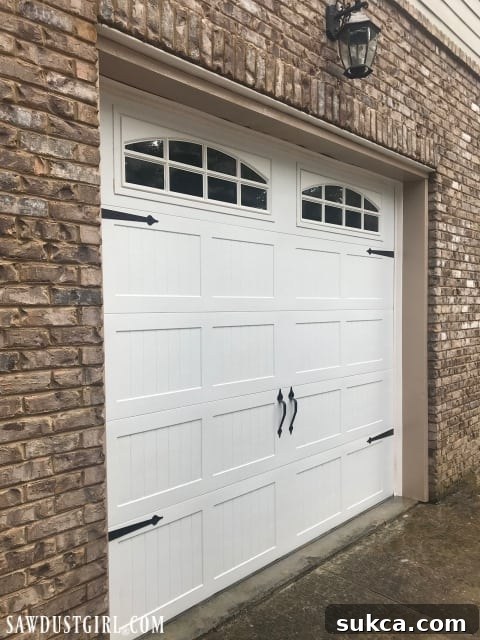 Overview of a clean garage door and weather stripping achieved with simple household cleaners
