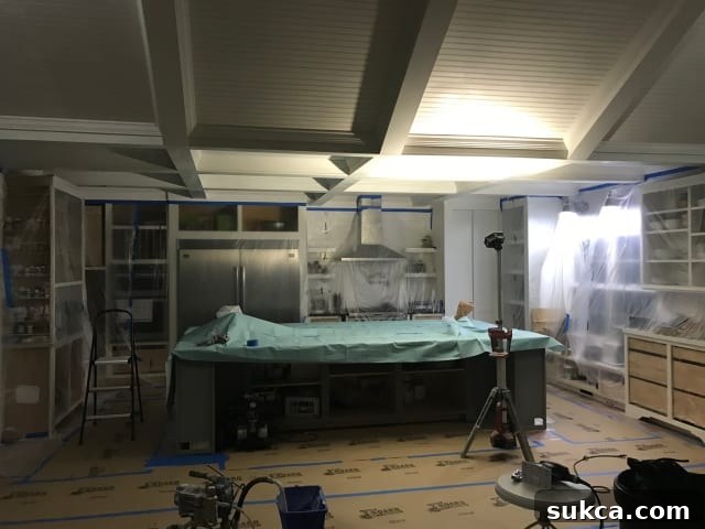 Bright and airy kitchen space with partially finished elements, hinting at a modern home renovation