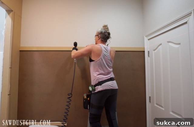 Attaching MDF rails and stiles using a laser level for precision