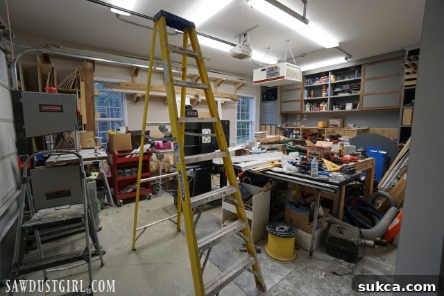 Disorganized workshop during renovation