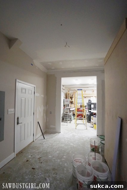 Repaired garage ceiling after master bathtub leak