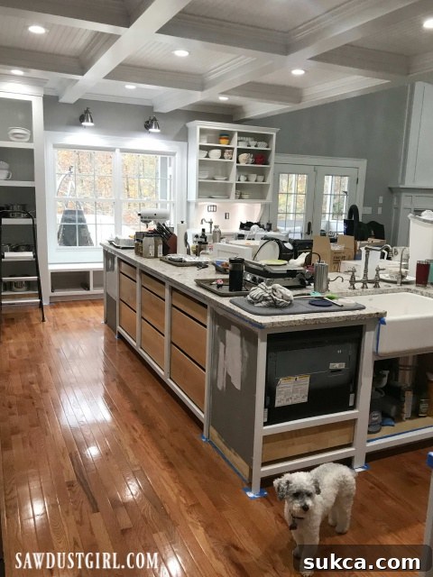 Kitchen island repainted white