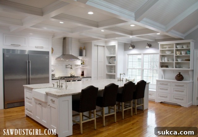 Expansive kitchen island, serving as a central hub for cooking and gathering.
