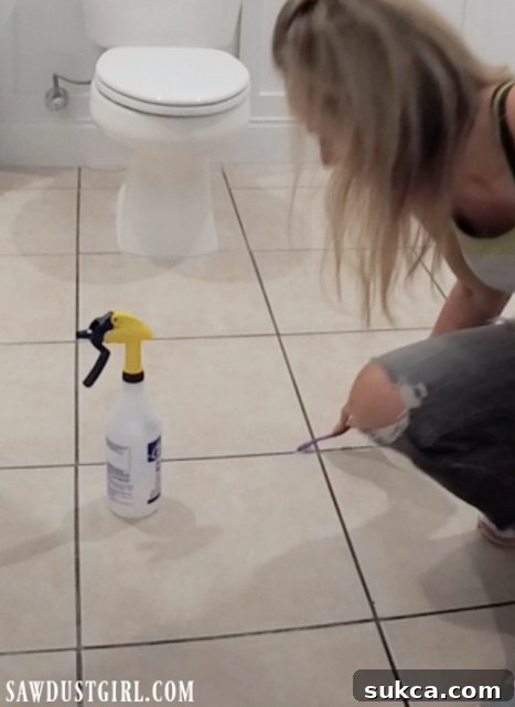 Cleaning grout before using grout paint