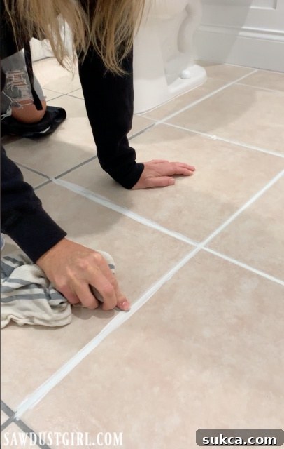 cleaning up lines after using grout paint to change grout color