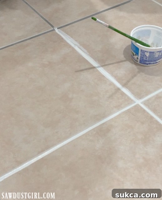 Changing grout color with Grout Paint