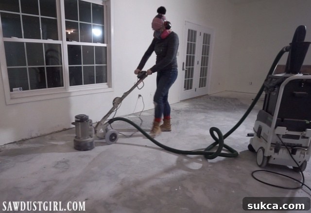 Grinding thinset off concrete floors