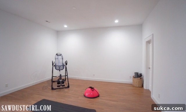 Staged basement exercise room