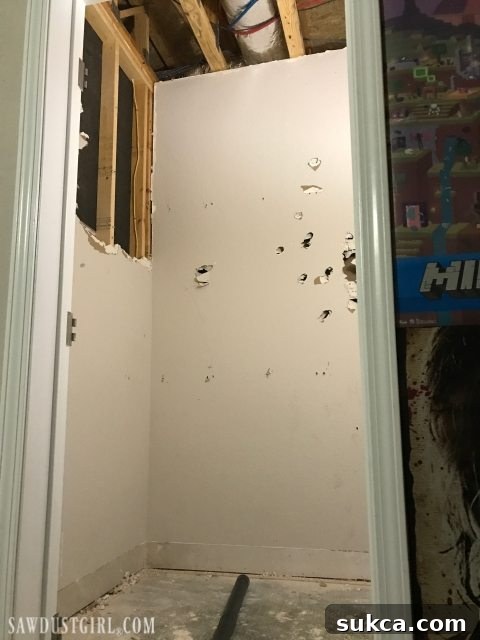 Closet after sewer backup from above