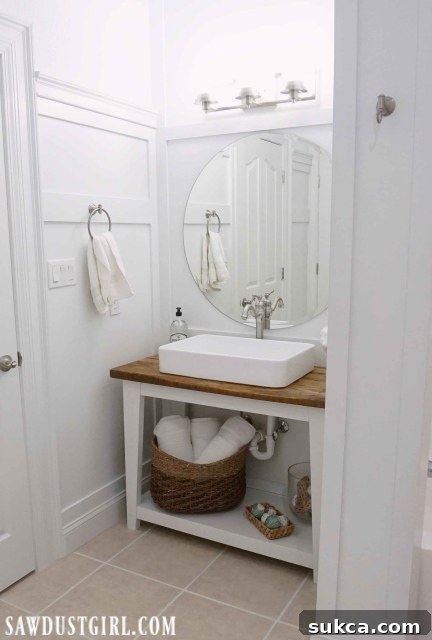 Stunning Open Vanity with Reclaimed Wood Top