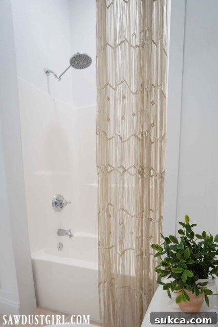 Decorative Macrame Shower Curtain for Bathroom Design