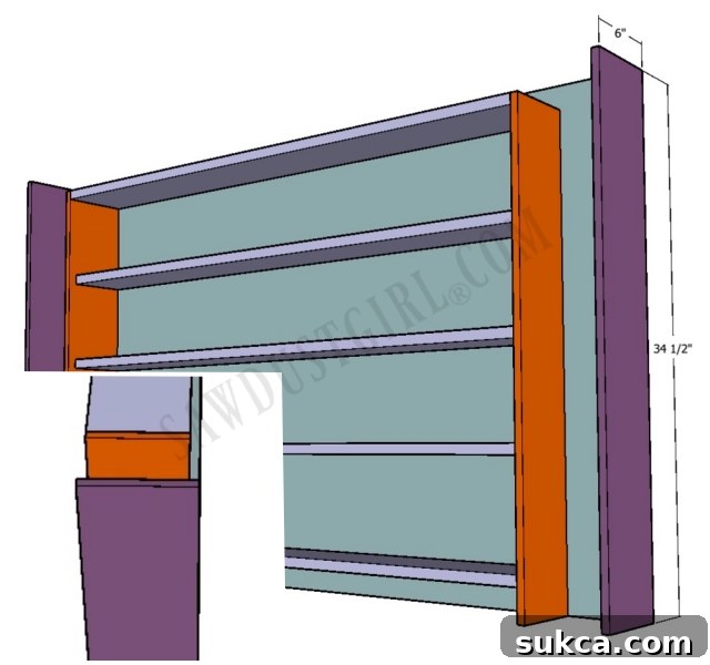 Close-up of cabinet side panel with cutouts for electrical receptacles