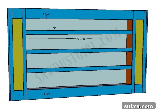 Close-up of cabinet shelf with a protective lip to prevent items from rolling off