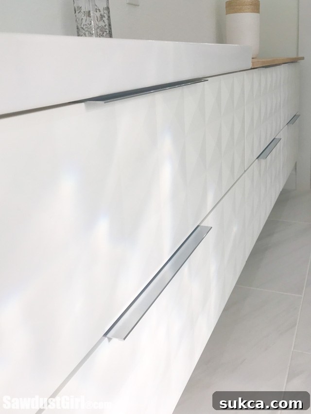 IKEA cabinets with modern edge pulls