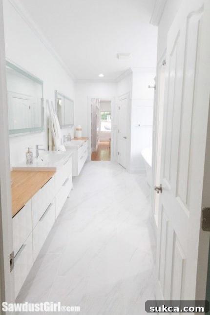 Beautiful galley master bathroom