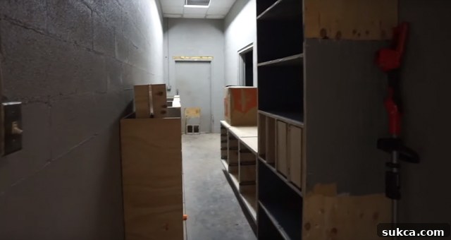 Hallway leading to an outside door and large bathroom