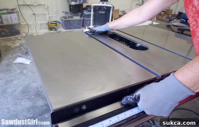 Cleaned table saw detail After rust removal