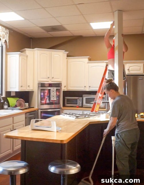 Kitchen Post After Modification The modified kitchen post after removal of obstructions, with a clean kitchen