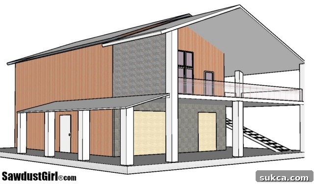 Exterior view of the side entrance to the workshop area, showing the current state and highlighting the upcoming improvements.