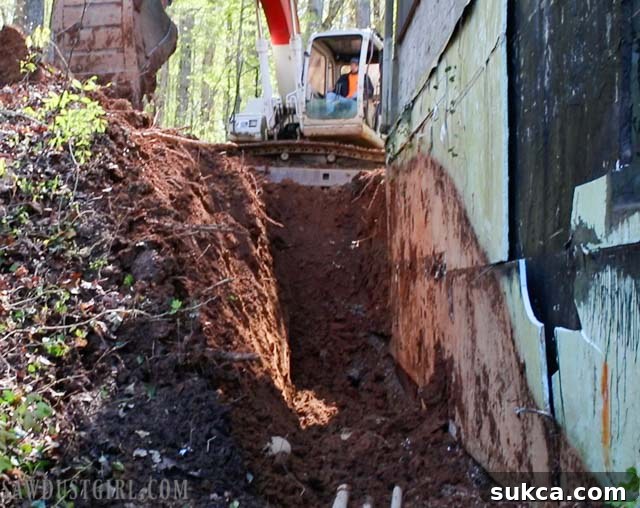 Extensive Foundation Trench Large trench dug around the building's foundation