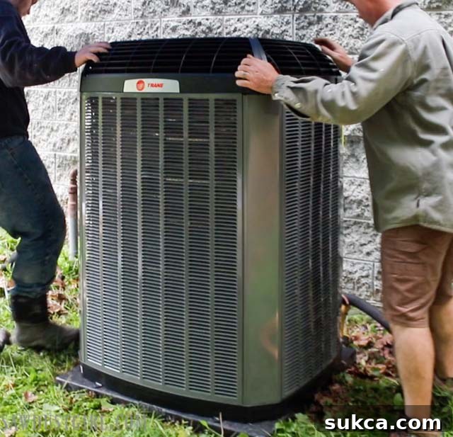 New Trane HVAC system outdoor unit installed at The Lodge workshop