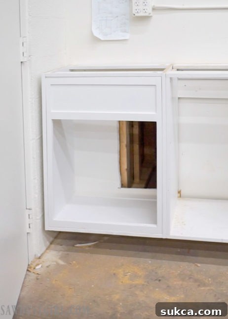 Building the false front for the cabinet air return