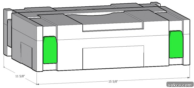Diagram illustrating optimal drawer depth for Systainer access.