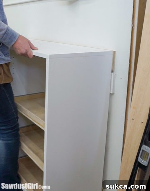 Overview of a cabinet with French cleat and bottom blocks.
