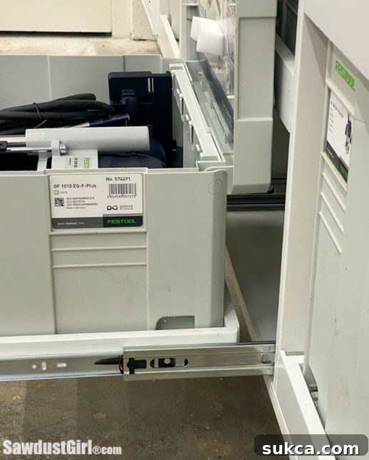 Systainer sitting perfectly flush in the refined drawer.