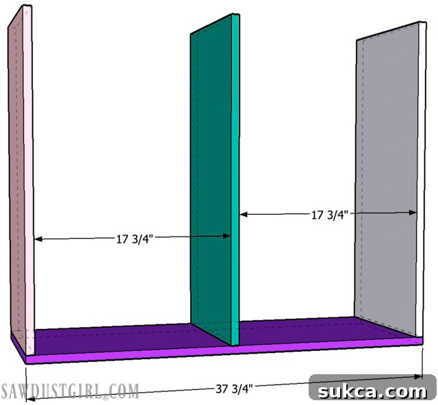 Preview of Systainer storage cabinet plans sheet 3, focusing on width.