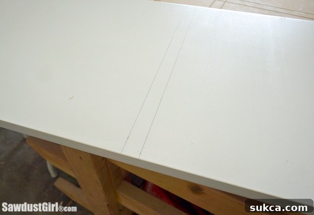 Another view of marking for the center divider.