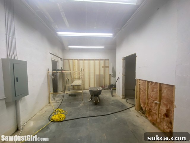 Existing door from paint room leading to what will be the break room.