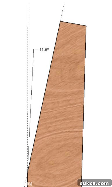 Another view of cutting the ladder angles for precise fit