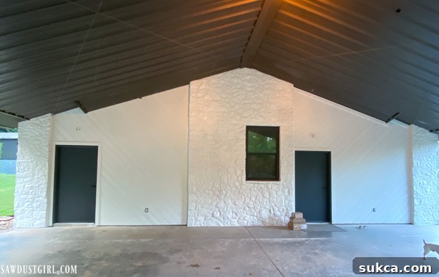 After shot of the refreshed carport entryway with new paint and updated elements