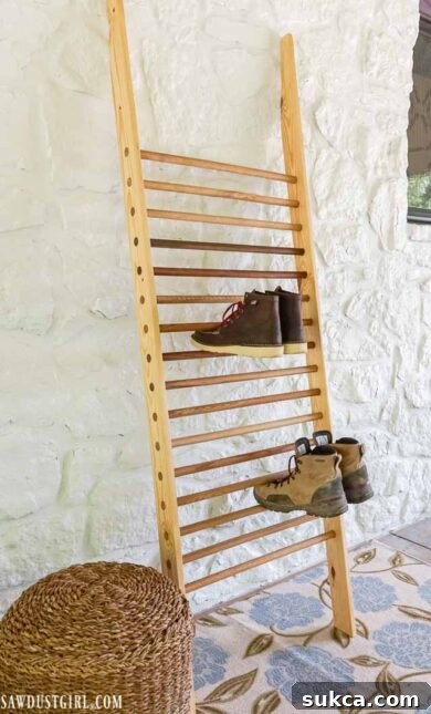 Danner BullRun and Stronghold boots displayed on the newly built shoe ladder