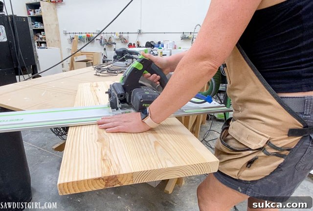 Craft Your Own Bench with Integrated Boot Storage 16 Cutting bench legs with a track saw for precision
